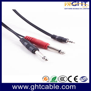 3.5mm - 2AUX Cable Black PVC Audio Cable