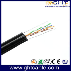 Elevator Cable Flat Lift Cable With Two Steel Wire Lan Cable UTP CAT5 PVC Jacket 