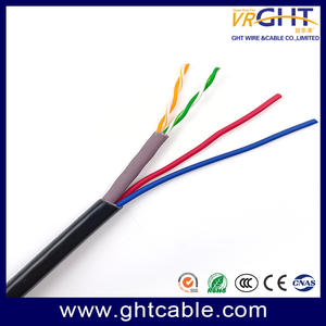 2P Twisted Network Wire Utp CAT5E+2C Siamese Lan With Power CCTV Cable For IP Camera